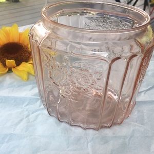 Vintage Anchor Hocking Mayfair pink rose cookie or biscuit Jar 1931-1937